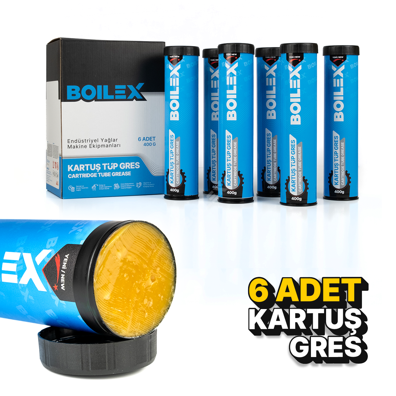 Genel Amaçlı Kartuş Gres Lityum Ep 2 – Sarı 6 Adet x 400 gr